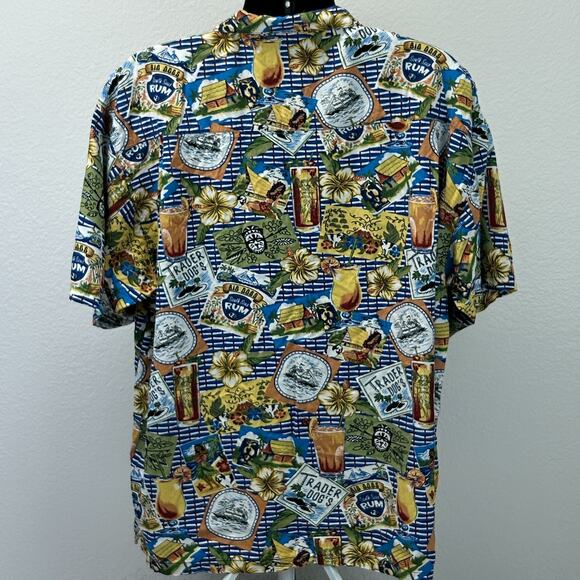 Big Dogs Hawaiian Camp Shirt Trader Dogs Rum Button Front Rayon Blue XXL 2XL - Picture 3 of 5